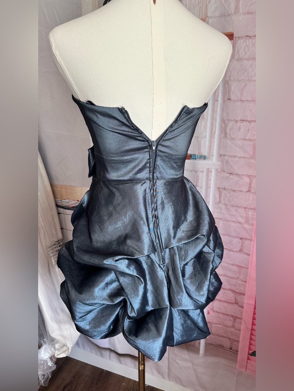 Vintage Y2K Masquerade Strapless Bubble Hem Prom Dress - Picture 9 of 11